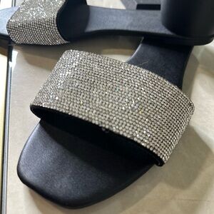 Elegant Black & Silver Bling Sandals